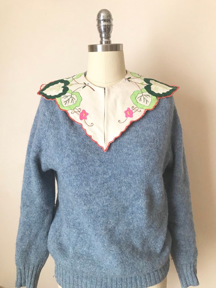 Scalloped embroidered collar Etsy