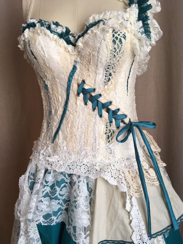 Made to Order Teal and Ivory Gown - Etsy Made to Order Teal and Ivory Gown - Etsy