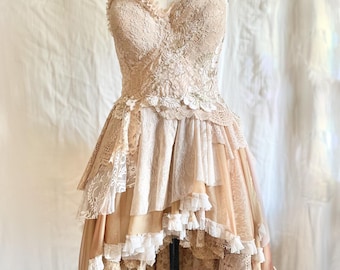 Vintage 80's Cream and Gold Lace Dress by Miss Ashlee of California - Etsy