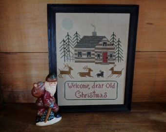 Primitive Cross Stitch Pattern WELCOME CHRISTMAS PDF