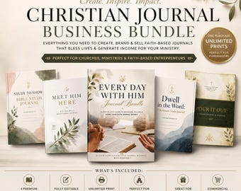 Faith Journal Bundle Canva Templates PLR | Church Ministry Fundraiser | Bible Study Prayer Devotional Journals | Editable Resell Rights