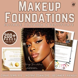 Makeup Training Workbook: 215-Page Customizable Canva Template
