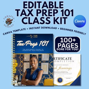 2025 Tax Preparation Course Bundle | Editable Tax Prep Workbook + Certificate of Completion | Start Teaching Tax Prep | Digital Download