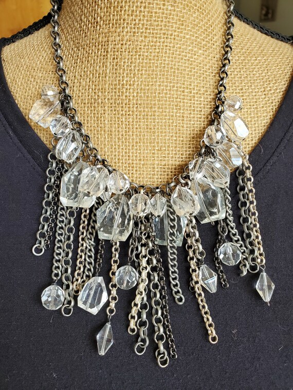 Collier Déclaration Cristal Et Strass – Bleu – NEUF Avec étiquettes