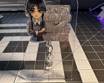 Wednesday Addams Badge Reel, Funny Nurse ID Card Holder
