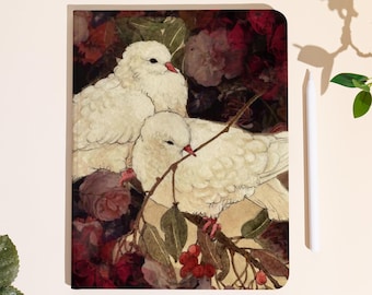 Cute White Doves New iPad Case With Auto Sleep/Wake & Pen Slot | For iPad Air 2024/2025, iPad 9/10, iPad pro 2022 2024, iPad Mini 6/7 Case