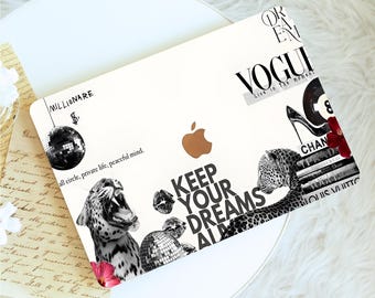 Leopard Chic Collage Macbook Case,Protective Hard Laptop Case for Macbook Air 15/13/11,Pro16/15/14/13,2025 2026,Macbook Neo A18,Gift for Her
