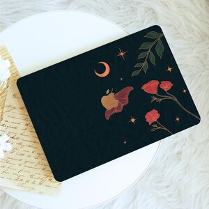 Moth Moon and Flowers Macbook Case, Protective Hard Laptop Case for Mac Air 15/13/11, Pro16/15/14, 2025 2026, Macbook Neo A18, Gift for Her