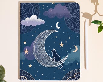 Moonlit Cat 2025 New iPad Case With Auto Sleep/Wake & Pen Slot | For iPad Air 2024/2025, iPad 8/9/10, iPad pro 2022 2024, iPad Mini 6/7 Case