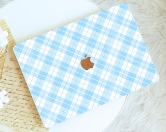 Blue Preppy Check Protective Hard Shell MacBook Case, Printed Bottom Cover for MacBook Air 11 13 15, Pro 13 14 15 16, MacBook 12, Neo A18