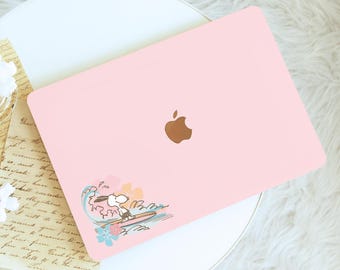 Pink Surfing Dog Macbook Case,Protective Hard Laptop Case for Macbook Air 15/13/11, Pro16/15/14/13,  2021 2022 2023 2024 2025, Macbook Cover