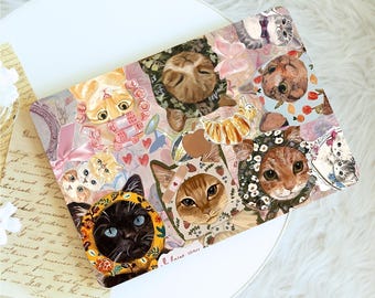 Fashion Cat Collage Macbook Case, Protective Hard Laptop Case for Macbook Air 15/13/11, Pro16/15/14, 2025 2026, Macbook NeoA18, Gift for Her