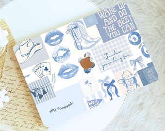 Blue Chic Collage Macbook Case,Protective Hard Laptop Case for Macbook Air 15/13/11,Pro16/15/14/13,2025 2026,Macbook Neo A18,Gift for Her
