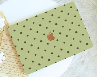 Sage Green Star New Protective Hard Shell MacBook Case, Printed Bottom Cover for MacBook Air 11 13 15, Pro 13 14 15 16, MacBook 12, Neo A18