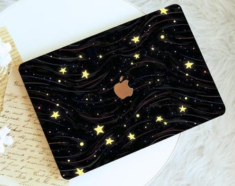 Black Starry Night Protective Hard Shell MacBook Case, Printed Bottom Cover for MacBook Air 11 13 15, Pro 13 14 15 16, MacBook 12, Neo A18