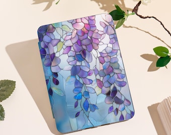 Purple Flowers 2025 Kindle Case Compatible With Kindle 11/Paperwhite 2024/Colorsoft |Auto Wake/Sleep Function & Custom Name Personalization