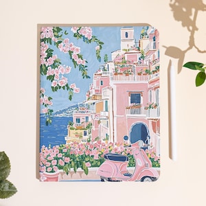 Verspielte rosa Illustration iPad Tasche mit Auto Sleep/Wake & Stiftfach | Für iPad Air 2024/2025,iPad 9/10,iPad pro 2024,iPad Mini 5/6/7 Hülle