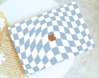 Baby Blue Abstract Checkerboard Macbook Case,Protective Hard Laptop Case for Macbook Air 15/13/11, Pro16/15/14， 2024 2025, Macbook Ret Cover