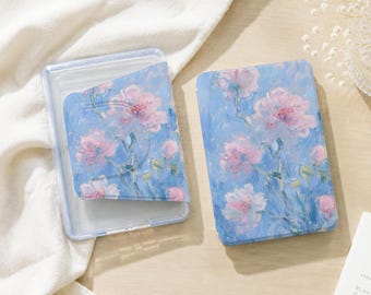 Blue Floral 360 Rotating & Detachable Kindle Case, Custom Case, Compatible With Kindle 8/10/11/12, PaperWhite 5/6/7/10/11/12th, Colorsoft