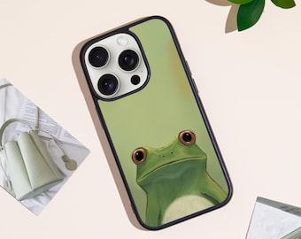 Adorable Green Frog 2025 New iPhone Case For iPhone 16 Pro Max, iPhone 16 15 14, iPhone 13/14/15 Pro Max, iPhone 13/14/15/16 Pro,iPhone Plus