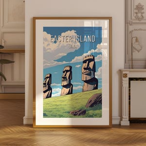 Easter Island Travel Print, Easter Island Wall Hanging, Home Decor, Easter Island Gift, Wall Art For Art Lovers, Easter Island Digital Print