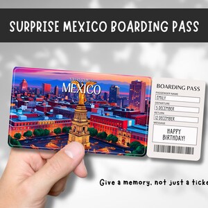 Billet cadeau voyage Mexique surprise - Vous allez au Mexique - Imprimable, vol, carte d'embarquement, modifiable, téléchargement immédiat, impression de voyage