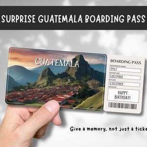 Billet cadeau surprise voyage au Guatemala - Vous allez au Guatemala - Imprimable, vol, carte d'embarquement, modifiable, téléchargement immédiat, impression de voyage