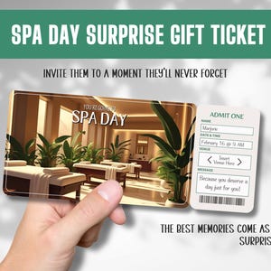 Spa Day Surprise Gift Ticket, Editable Surprise Experience Voucher, Instant Download, Spa Day Gift Ticket, Instant Download