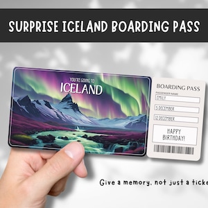 Island Überraschungsticket, Island Überraschungsticket - Sie gehen nach Island - Printable, Flug, Bordkarte