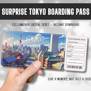 Tokyo Boarding Pass, Custom Surprise Trip Ticket for Couples, Romantic Japan Travel Voucher, Tokyo, Japan Trip Surprise Gift Ticket