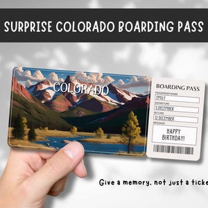 Colorado Trip Surprise Gift Ticket - You're Going to Colorado - Printable, Flight, Boarding Pass, Editable, Instant Download, Travel Print
