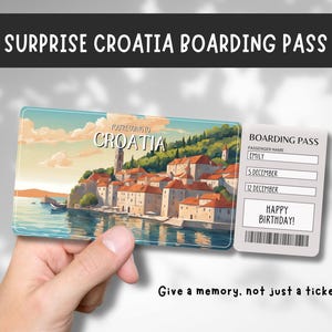 Bearbeitbare Kroatien Bordkarte Vorlage - Einzigartiges Reiseüberraschungsgeschenk für Geburtstag oder Urlaub enthüllen, Sie gehen nach Kroatien