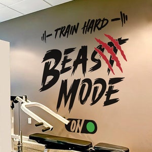 Adesivo da parete Beast Mode Adesivo da parete con citazione sul fitness Adesivo da parete per palestra Adesivo da parete per fitness Adesivo da palestra Adesivo da allenamento Adesivo da parete per palestra Decorazione murale per esercizi Carta da parati