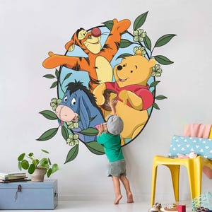 Calcomanía de pared de Winnie The Pooh, calcomanía de pared de Bambi, mural de pared de Dumbo, arte de pared de dibujos animados famosos para calcomanía de habitación de niños, calcomanía para habitación de niños, calcomanía para habitación de guardería