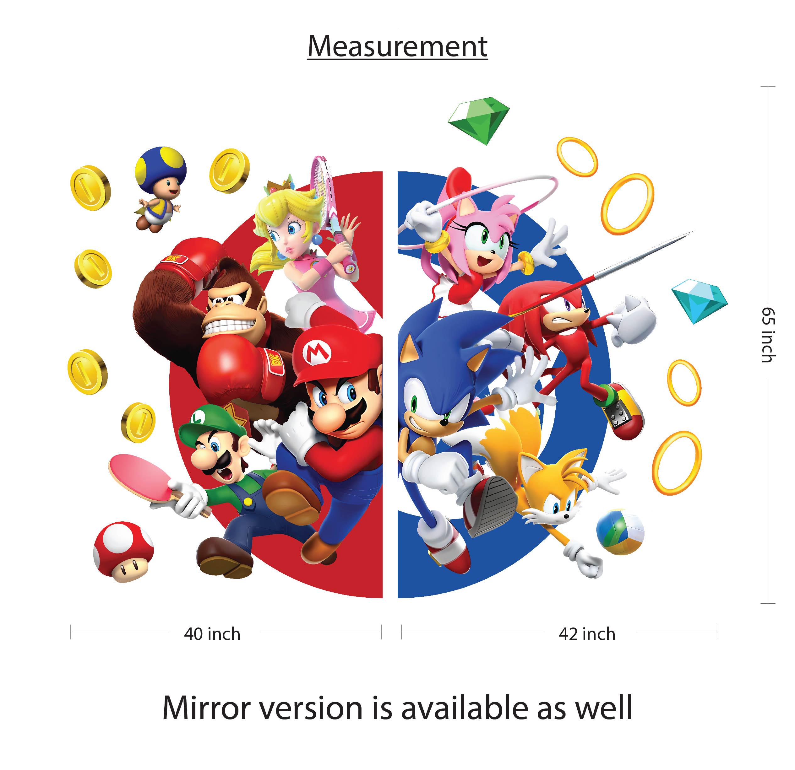 Super Mario Wall Decal Super Sonic Wall Sticker Mario VS Sonic Door