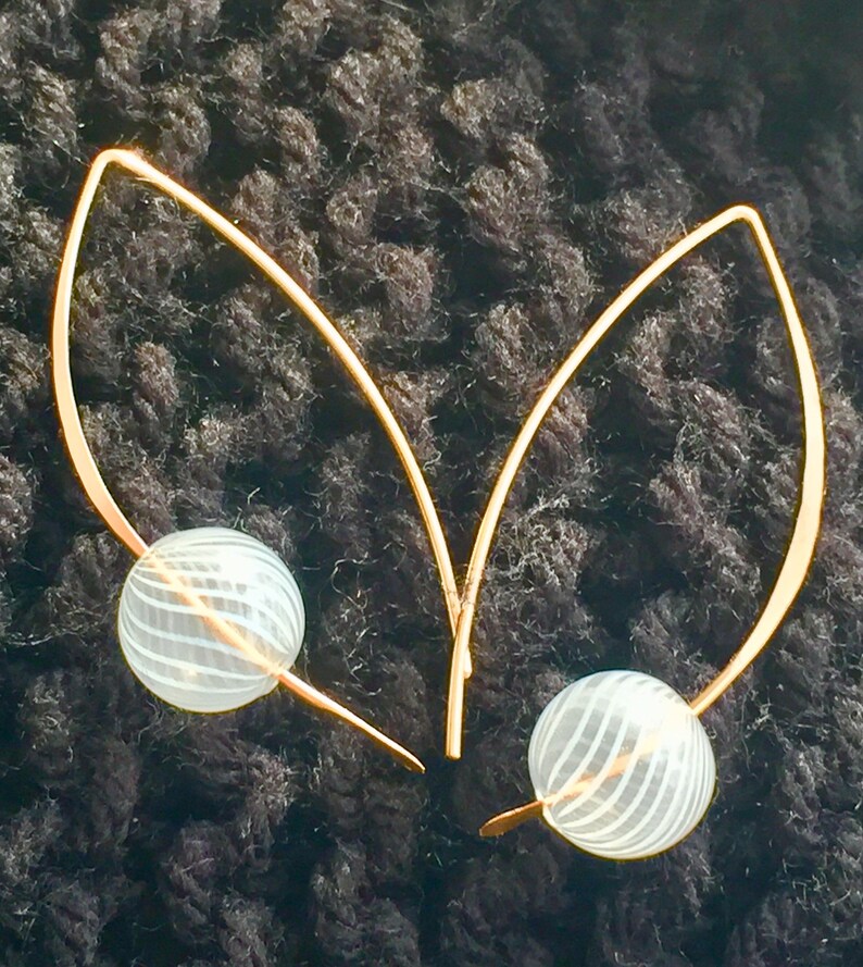 Mother/'s Day Gift Mom/'s gift Girlfriend Gift, Gift Spring Gold Long Earrings with Floating Glass Beads