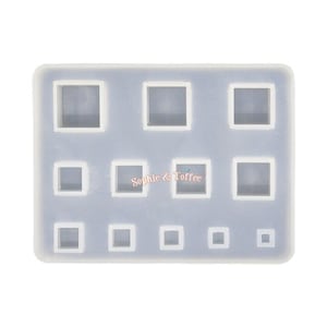 Molde de silicone em formato de cubos quadrados | Molde de silicone transparente | Molde para artesanato em argila de polímero | Molde de resina em formato de cubos quadrados | Molde para artesanato em resina epóxi | Molde macio