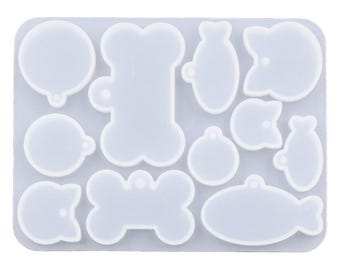 Animal Tags Silicone Mold (11 Cavity) | Silicone Mold Craft | Tags Silicone Mold |Animal Tags Mold |Transparent Silicone Mold | Polymer Clay