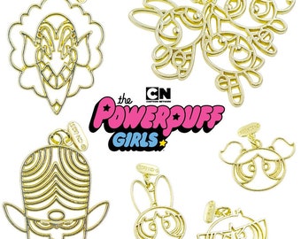 Powerpuff Girls Gold Open Bezel Charms | Cartoon Network Resin Craft | Cartoon Network Charm | Christmas Charms | UV Resin Craft Charms