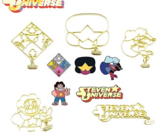 Steven Universe Gold Charms mit offener Lünette | Cartoon Network Kunstharz-Handwerk | Cartoon Network-Charme | Weihnachtszauber | UV-Harz-Bastelanhänger