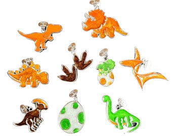 Dinosaurs Silver Bezel Open Charms (Exclusive) | Resin Craft | Bezel Charm | Jurassic Charms | UV Resin Craft Charms | Ancient Fossils