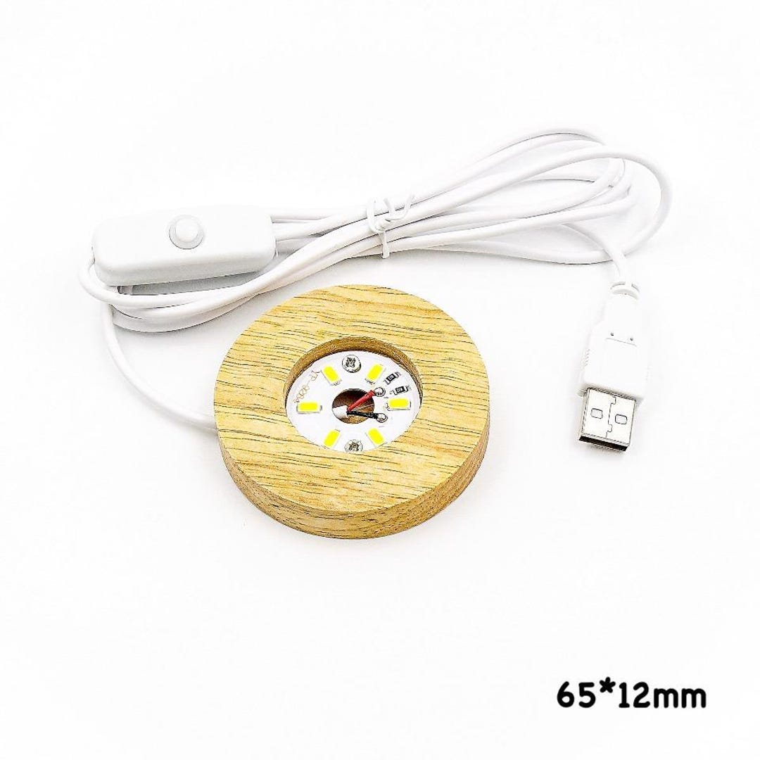 Round Wooden Base LED Light With Switch | Wooden Base LED Light | Round ...