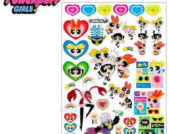 Powerpuff Girls Design Resin Film | Powerpuff Girls Sticker Sheet | Powerpuff Girls Clear Resin Film | HIM Sticker | UV Resin Craft Supplies