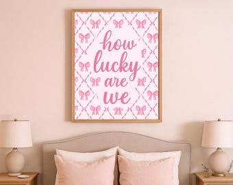 Coquette Wall Art / Stampa con fiocchi rosa, decorazione per cameretta femminile
