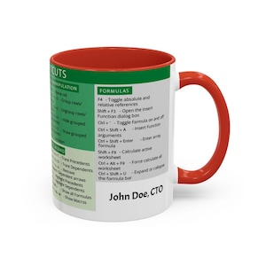 Excel Shortcuts Mug: Personalized Office Gift for Accountants