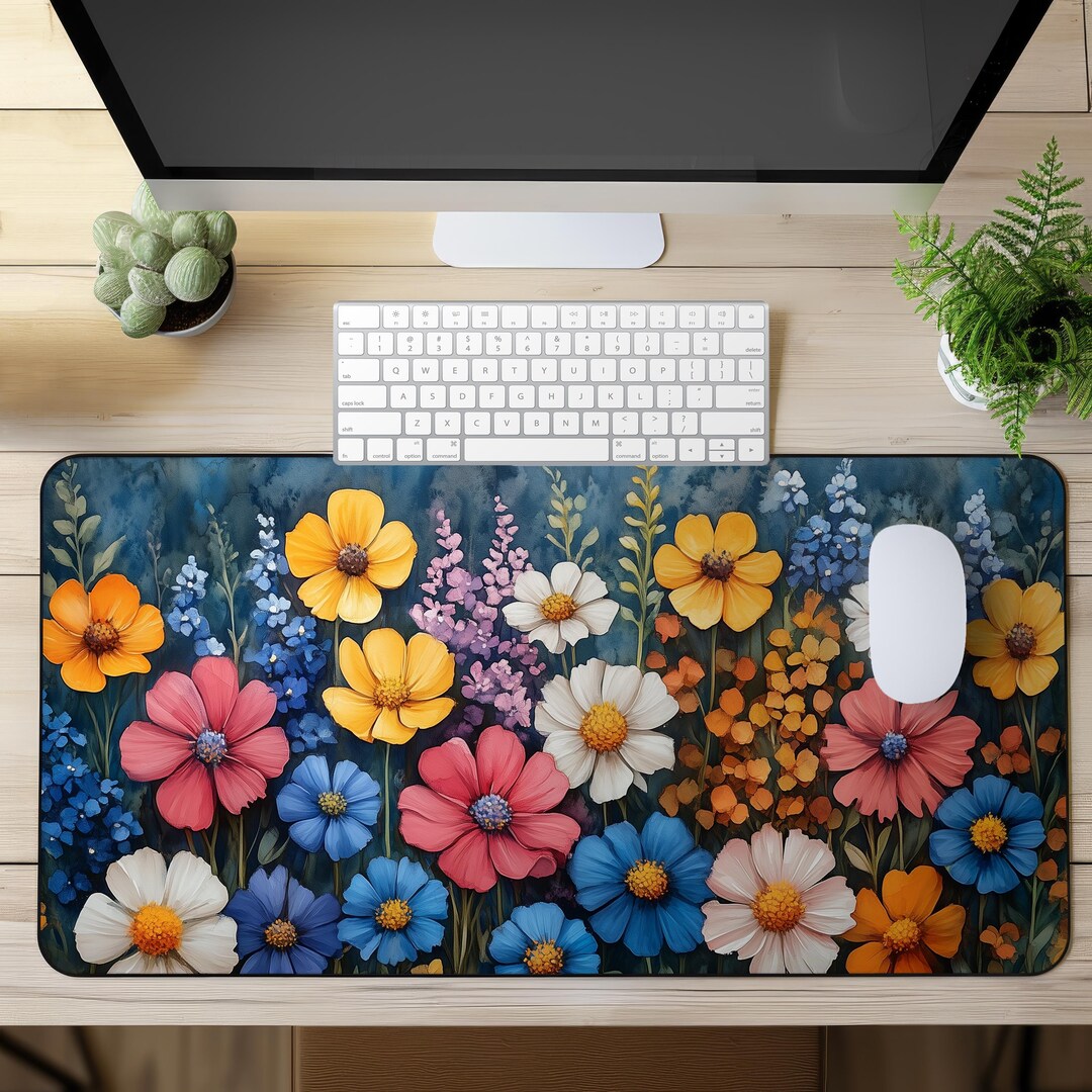Floral Computer Mat Floral Desk Mat: Calming Flower Design for Office, Gaming, Home - Etsy