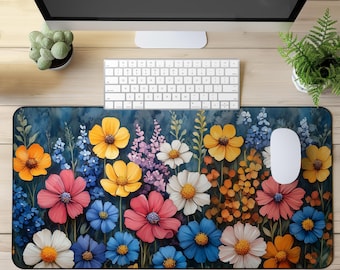 Floral Desk Mat: Calming Flower Design for Office, Gaming, Home