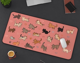 Niedliche Katzen Schreibtischmatte - Kawaii Ästhetik, Geschenk Katzenliebhaber