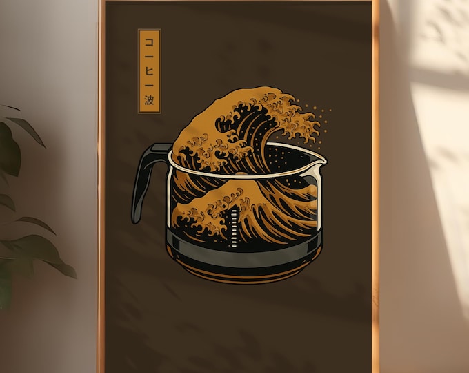 Coffee Wave Art Print – Japanese Kitchen Decor