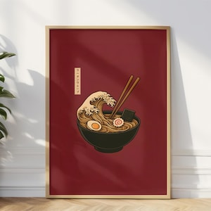 Hokusai Ramen Wave Poster: Japanese Kitchen Art